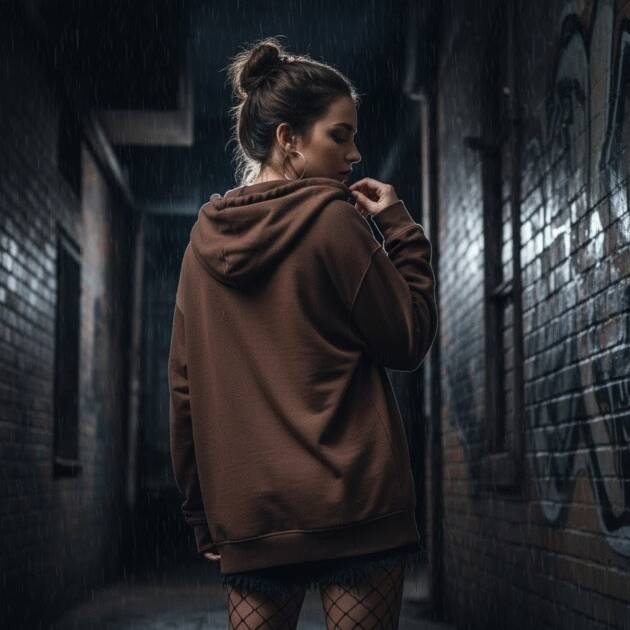 The Dark Aesthetic Brown Hoodie - Gen Z Street Style Essential Highlights the aesthetic a	Premium |