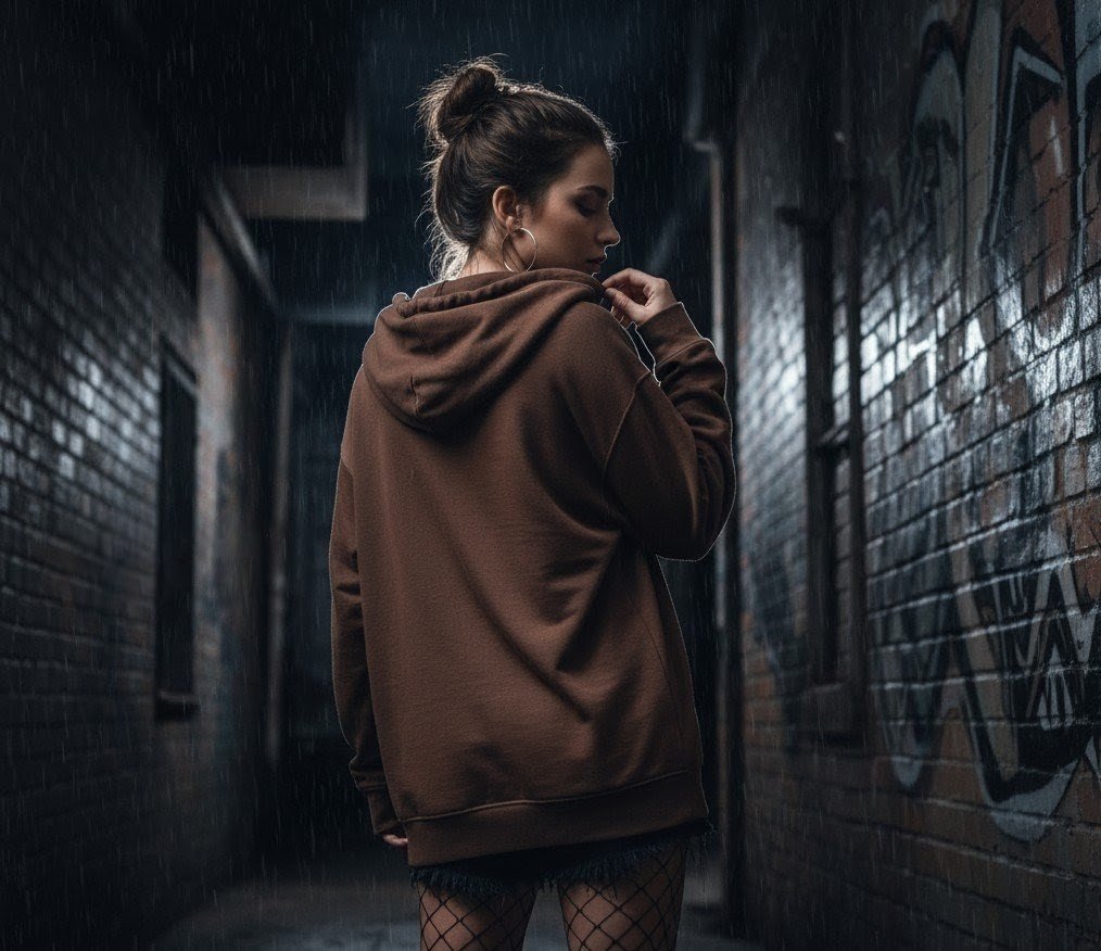 The Dark Aesthetic Brown Hoodie - Gen Z Street Style Essential Highlights the aesthetic a Premium |