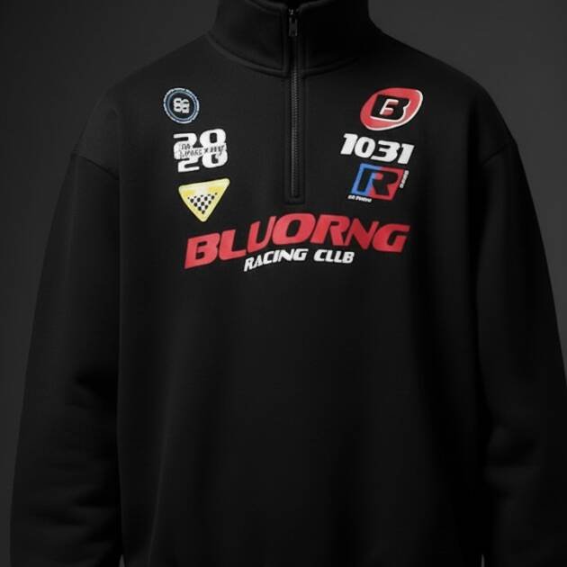Black Racing Club Half-Zip Sweatshirt | Streetwear Oversized Pullover