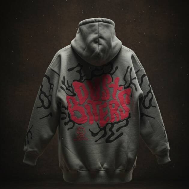 ODUST Style Grey Graphic Printed Hoodie for Men – Urban Streetwear Winter Wear