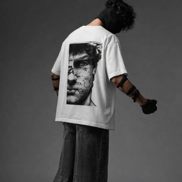 Unisex Abstract Renaissance Face Graphic T-Shirt | Streetwear Art Print Oversized Tee