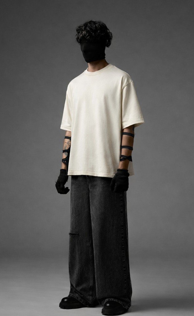 Unisex Oversized Hamsa Hand Evil Eye Lotus Graphic T-Shirt – Off-White - Image 4