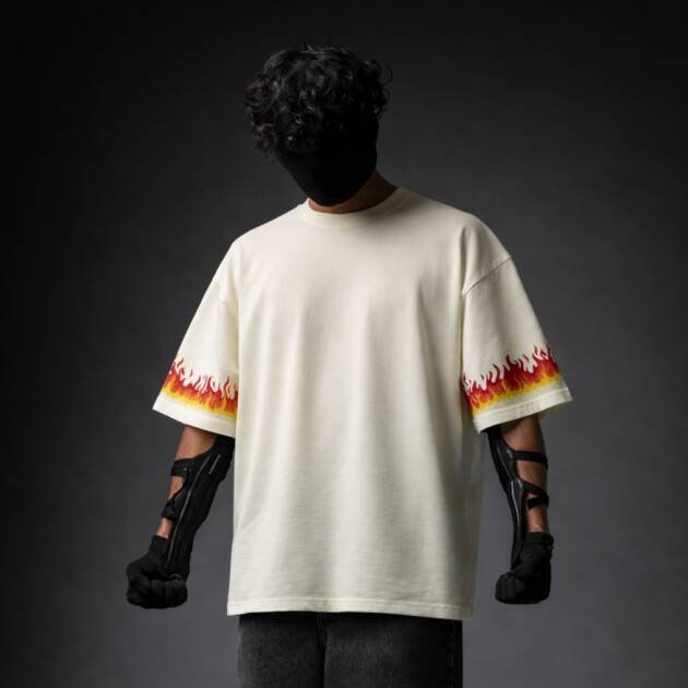 Men’s Flame Oversized T-Shirt, Trust no one– French Terry Premium Streetwear fit